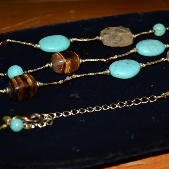 Jewelry - Vintage Tiger's Eye & Turquoise Gemstone Necklace